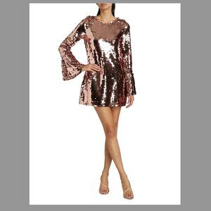 LoveShackFancy Graceland Annabella Sequined Bell-Sleeve Minidress
